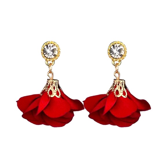 Jewelry - Elegant 🌹RED🌹Rose🌹 RED Dangle Stud Earrings